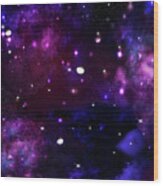 Midnight Blue Purple Galaxy Wood Print