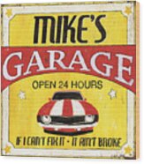 Mike's Garage Wood Print