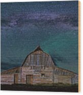 Milky Way Arch Over Moulton Barn Wood Print