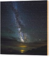 Milky Way Over The Grand Tetons Wood Print