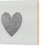 Minimalistic Silver Glitter Heart Wood Print