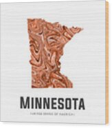Minnesota Map Art Abstract In Brown Wood Print