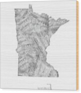 Minnesota Map Music Notes Wood Print