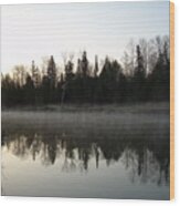 Mississippi River Fog Reflection Wood Print