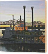 Mississippi Riverboat Sunset Wood Print