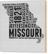 Missouri Word Cloud Map 2 Wood Print
