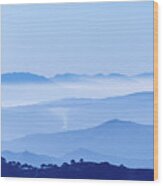 Misty Blue Mountain Panorama Wood Print