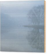 Misty Lake Morning Wood Print