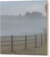 Misty Pasture Wood Print