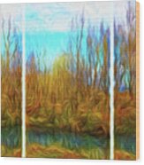 Misty River Vistas - Triptych Wood Print