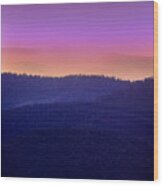 Misty Rockies Sunrise Wood Print