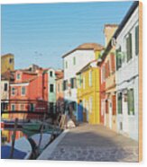 Day In Burano Wood Print