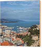 Monaco Principality At Mediterranean Sea Wood Print