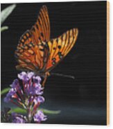 Monarch On Purple Flowers Wood Print