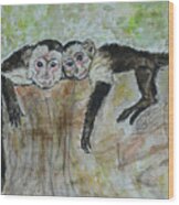 Monkey Sibling Love Wood Print
