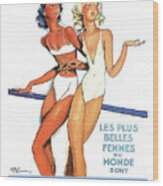 Monte Carlo, Women In Swimsuits Wood Print
