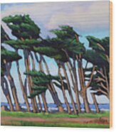 Monterey Cypress Row Wood Print