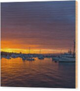 Monterey Marina Sunset Wood Print