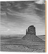 Monument Valley Pano Bw Wood Print