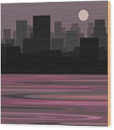 Moon Over Manhattan - A Different View Wood Print