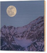 Moon Rising Over Twin Peaks Wood Print