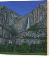 Moonbow Yosemite Falls Wood Print