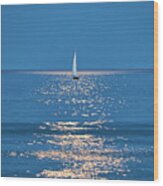 Moonlight Sail 2 - Ogunquit Beach - Maine Wood Print