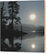 Moonrise At Edison Wood Print