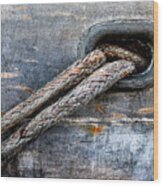 Mooring Lines In Blue Wood Print