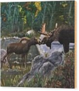 Moose Love Wood Print