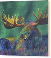 Moose Meadow Wood Print