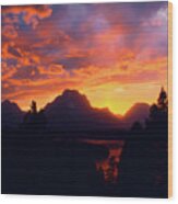 Grand Tetons Sunset Wood Print