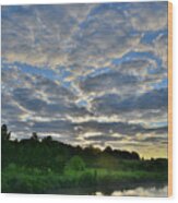 Morning Clouds Over Glacial Park's Nippersink Creek Wood Print