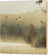 Morning Fog On Haley Pond In Rangeley Maine Wood Print