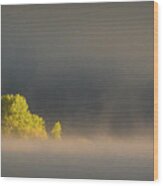 Morning Fog On Jackson Lake Grand Teton National Park Wood Print