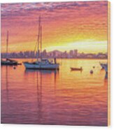 Morning Glow San Diego Harbor Wood Print