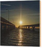 Morning Sun On The Courtney Campbell Causeway Wood Print