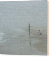 Mother And Son At The Beach Wood Print