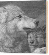 Mother's Love - Black And White Wood Print
