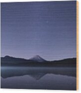 Mount Fuji At Night Wood Print
