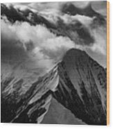 Mountain Peak In Black And White Wood Print
