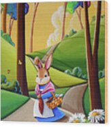 Mrs. Rabbit Heads Out Wood Print