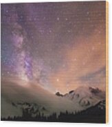 Mt. Rainier Milky Way 1 Am Wood Print