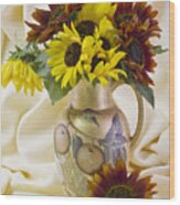 Multi Color Sunflowers Wood Print