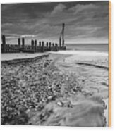 Mundesley Beach - Mono Wood Print