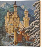 Neuschwanstein Castle In Winter Wood Print