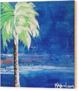 New Blue Horizons Palm Tree Wood Print