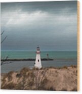 New Buffalo Lighthouse Wood Print