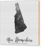 New Hampshire State Map Art - Grunge Silhouette Wood Print