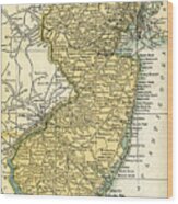 New Jersey Antique Map 1891 Wood Print